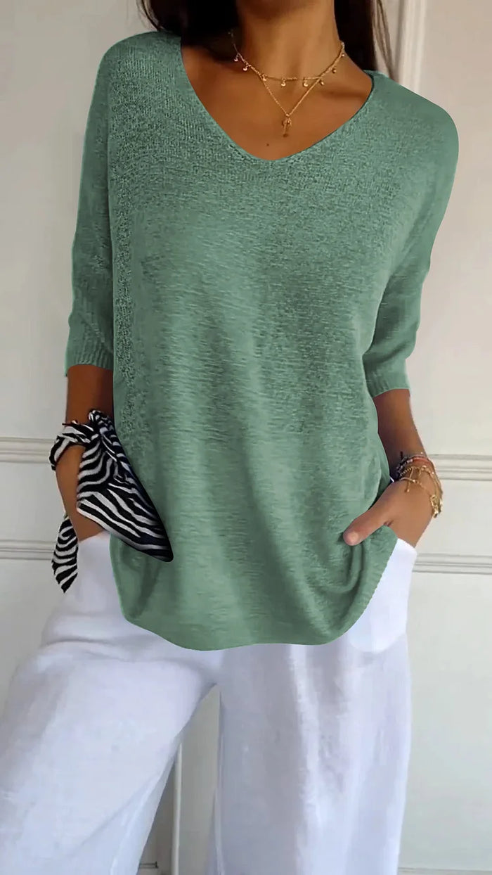 Amalia - Comfy Knitted V-neck Top