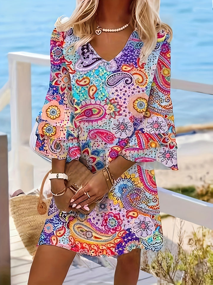 Anne - Layered dress with paisley print