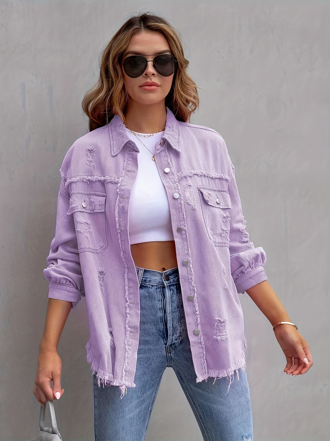 Alicia - Ripped oversized denimjacket