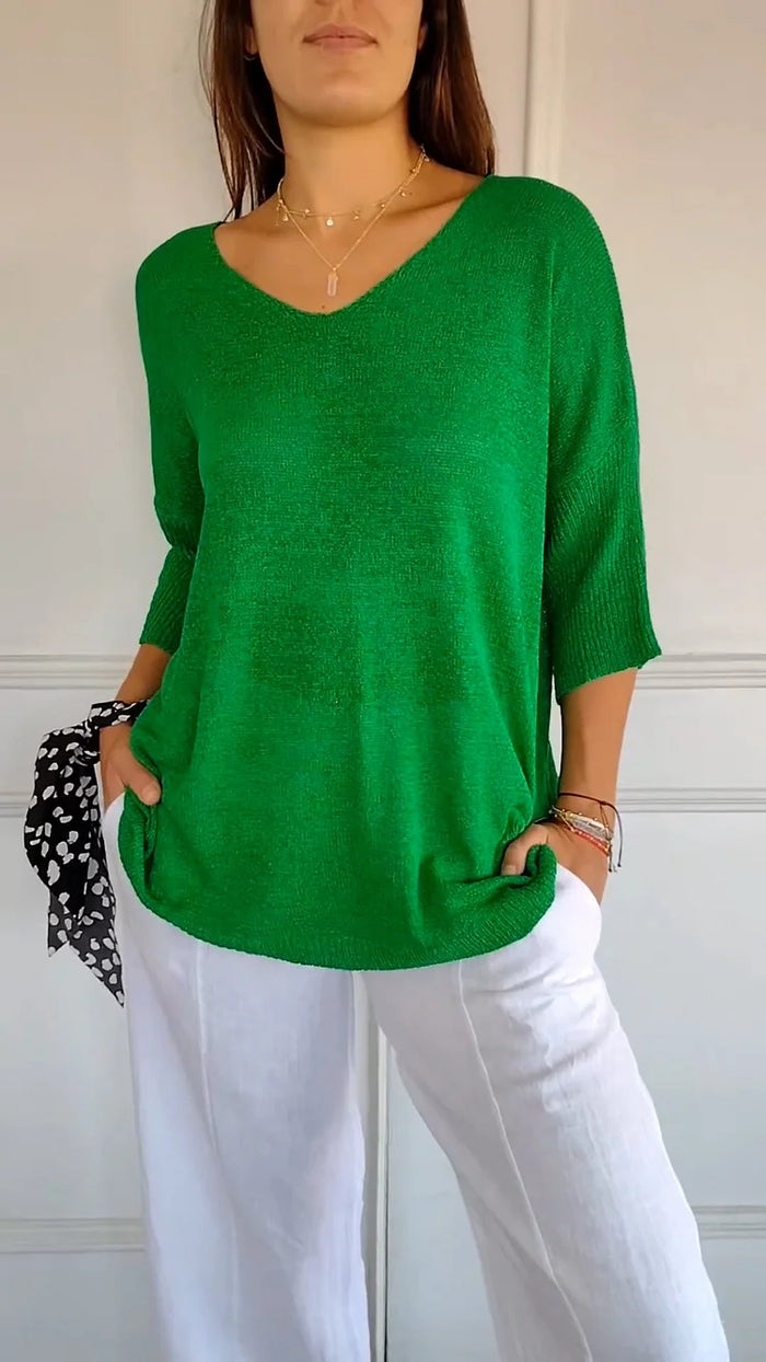 Amalia - Comfy Knitted V-neck Top