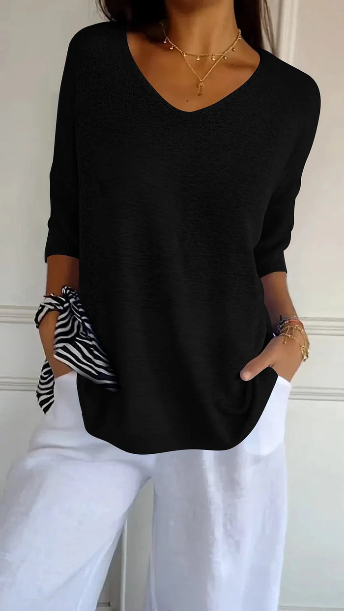 Amalia - Comfy Knitted V-neck Top