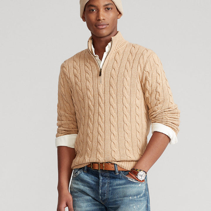 Nolan - Cable Knit Zip-up Sweater