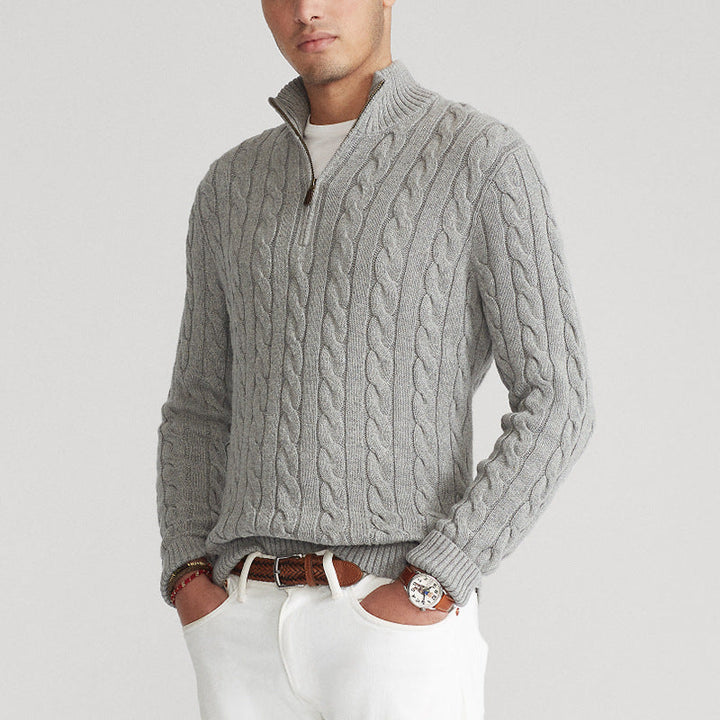 Nolan - Cable Knit Zip-up Sweater