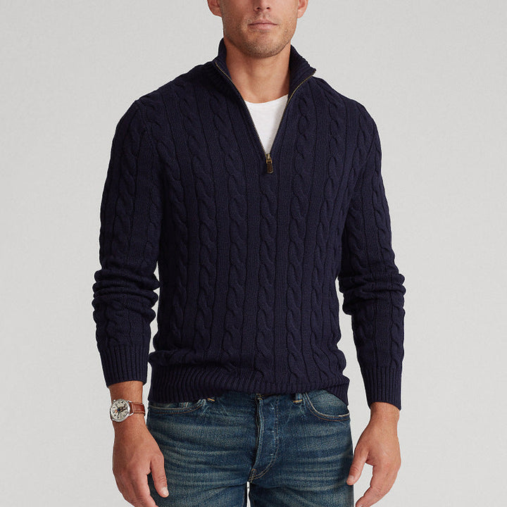 Nolan - Cable Knit Zip-up Sweater