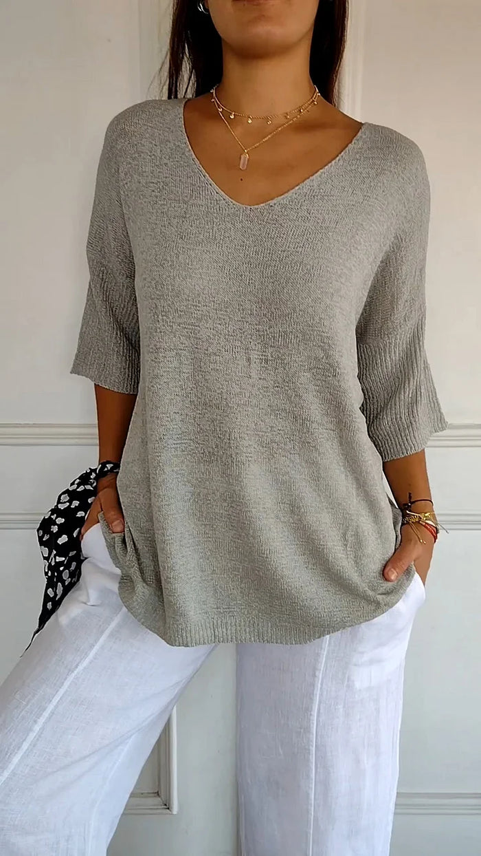 Amalia - Comfy Knitted V-neck Top