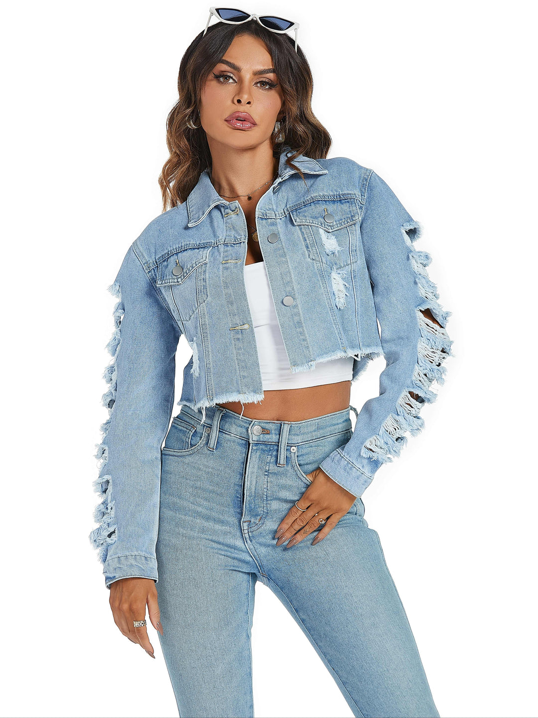 Olivia - Torn Denim Jacket