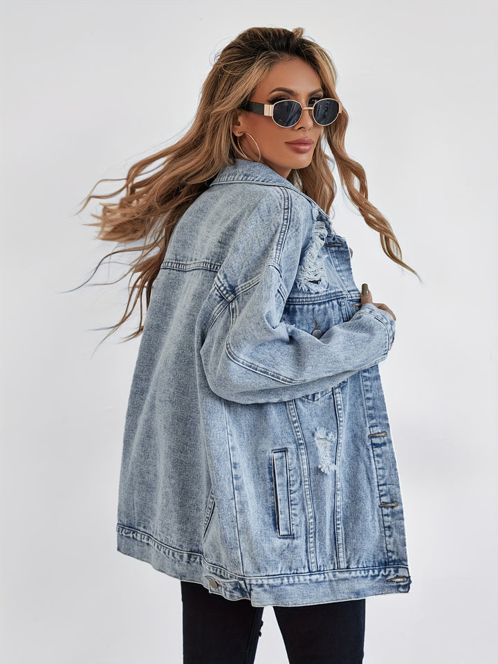 Abigail - Ripped Oversized Denim Jacket