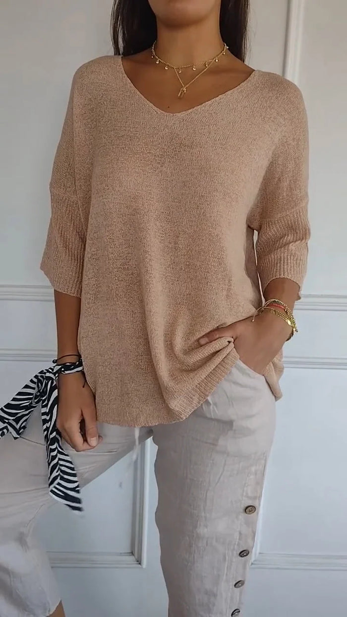 Amalia - Comfy Knitted V-neck Top