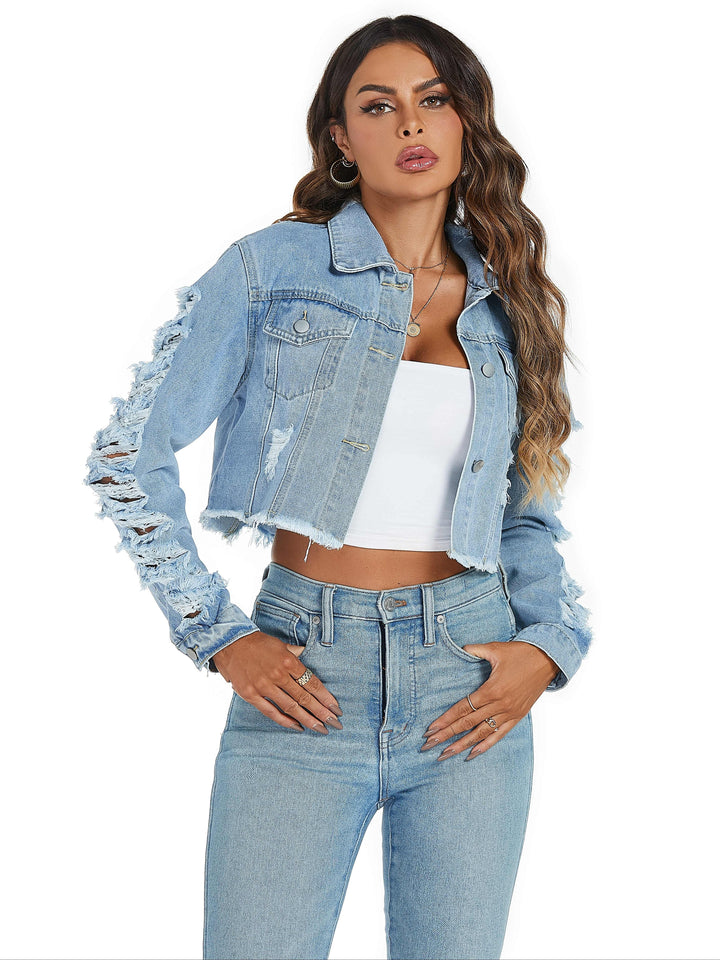 Olivia - Torn Denim Jacket