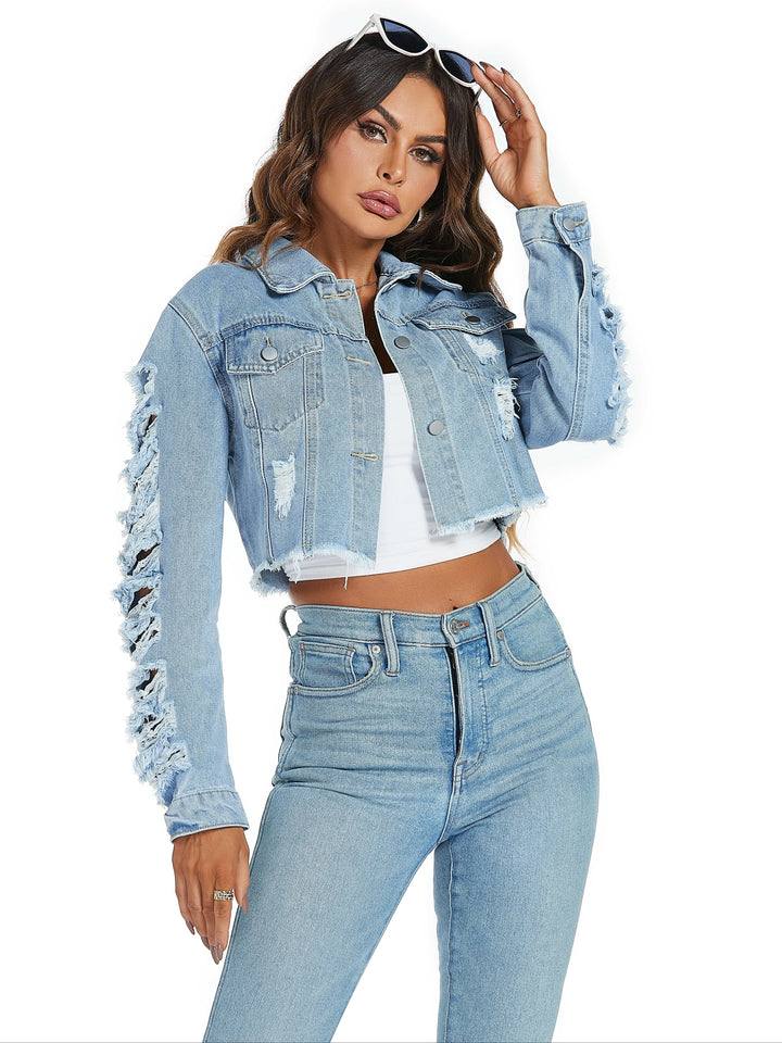 Olivia - Torn Denim Jacket