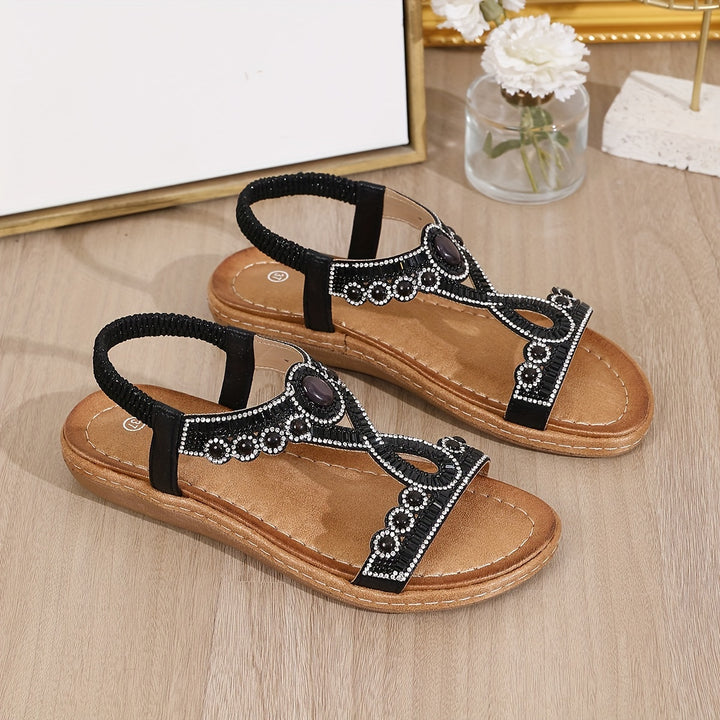 Zoë - Flat Sole sandals embellished with rhinestones