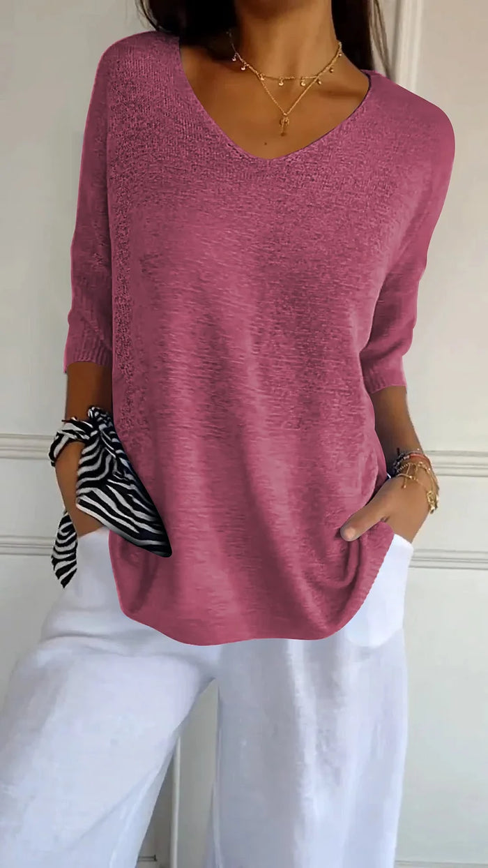 Amalia - Comfy Knitted V-neck Top