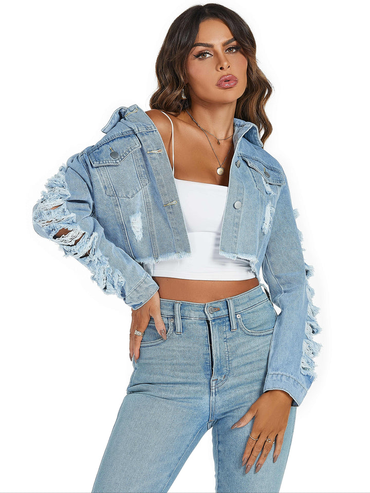 Olivia - Torn Denim Jacket